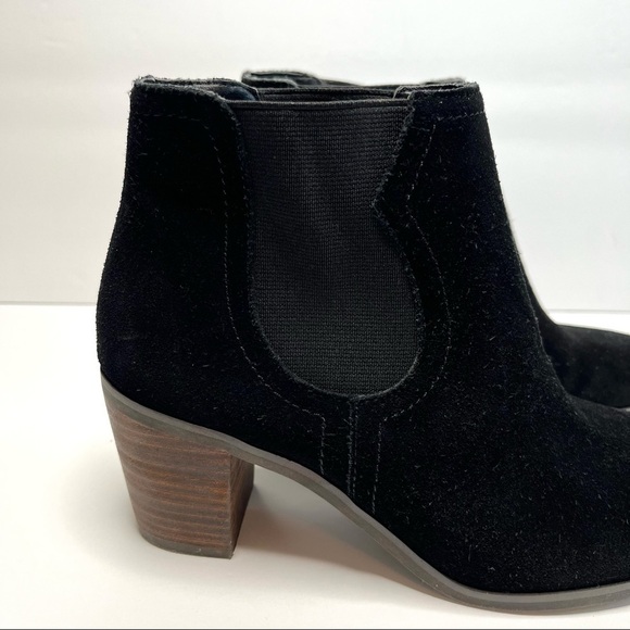 LUCKY BRAND Parsia black suede leather Heeled Pull On Ankle boots Size 8 - Picture 2 of 11